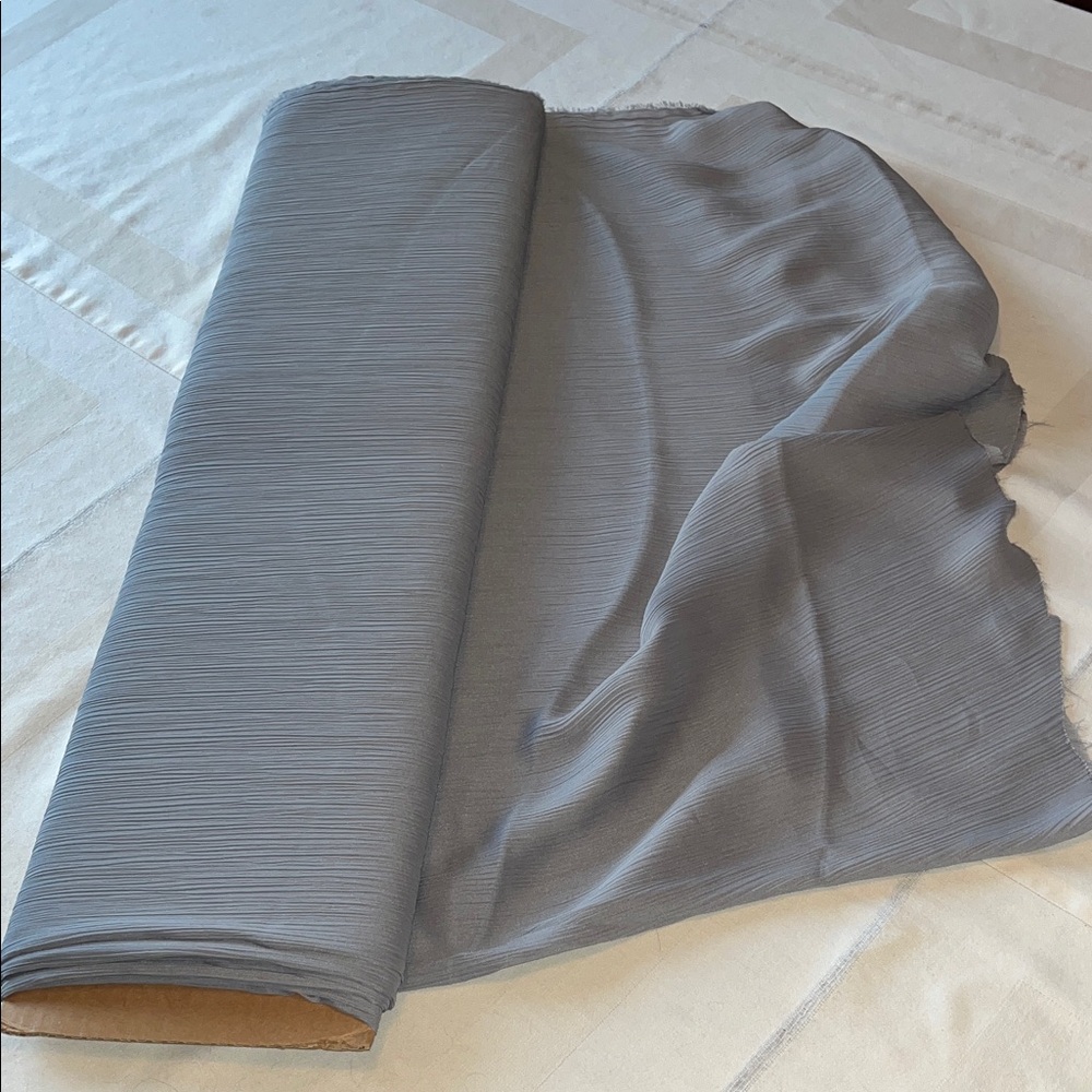 Silver Pleated Stretch Spandex Jersey Crinkled Fabric  Textile About 5 Yards